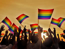 Person holding rainbow flag symbolizing LGBTQ+ identity